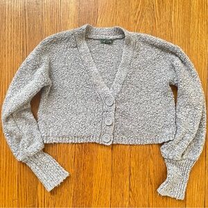 Wild Fable Gray Textured Button-Up Cropped Cardigan